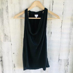 NWOT Michael Stars Satin Draped Halter Sleeveless Top Black Tank DST37 XS